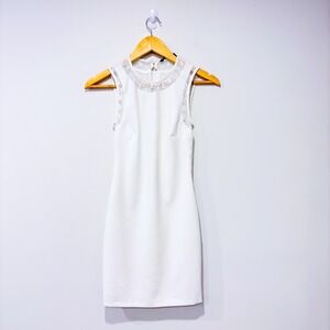 ZARA Cream lace shift dress | Sleeveless elegant mini dress | Small